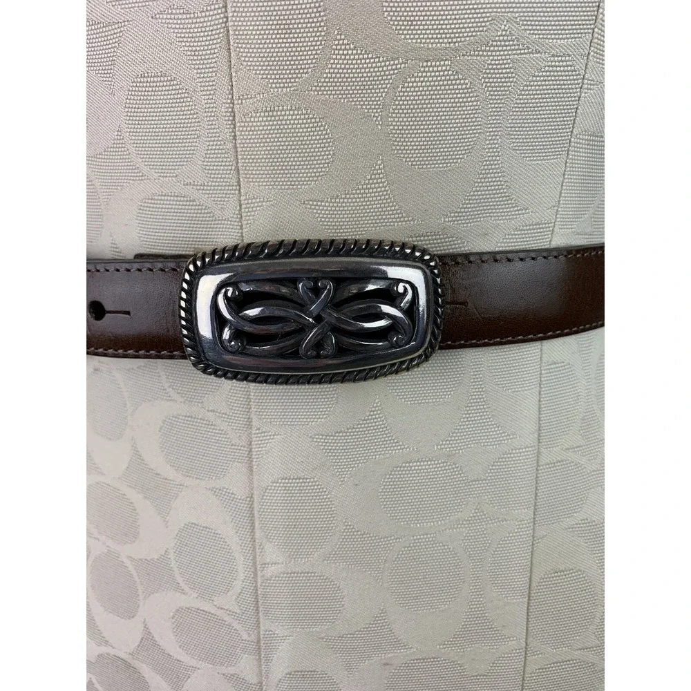 Medium Brighton Belt Womens Brown Leather Silver Filigree Buckle Style 35409